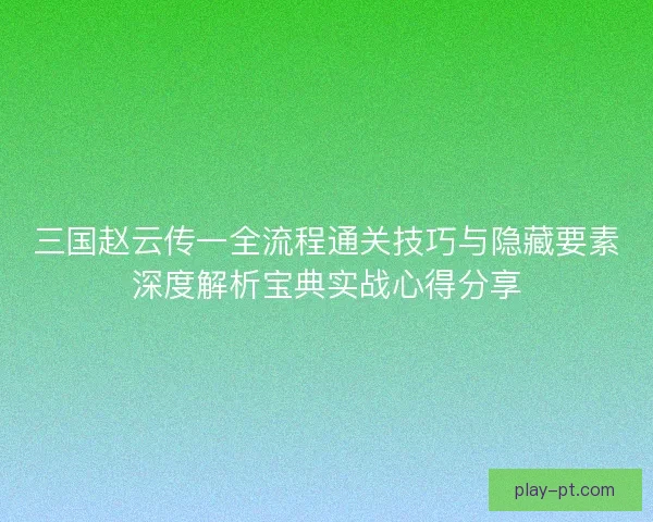 三国赵云传一全流程通关技巧与隐藏要素深度解析宝典实战心得分享
